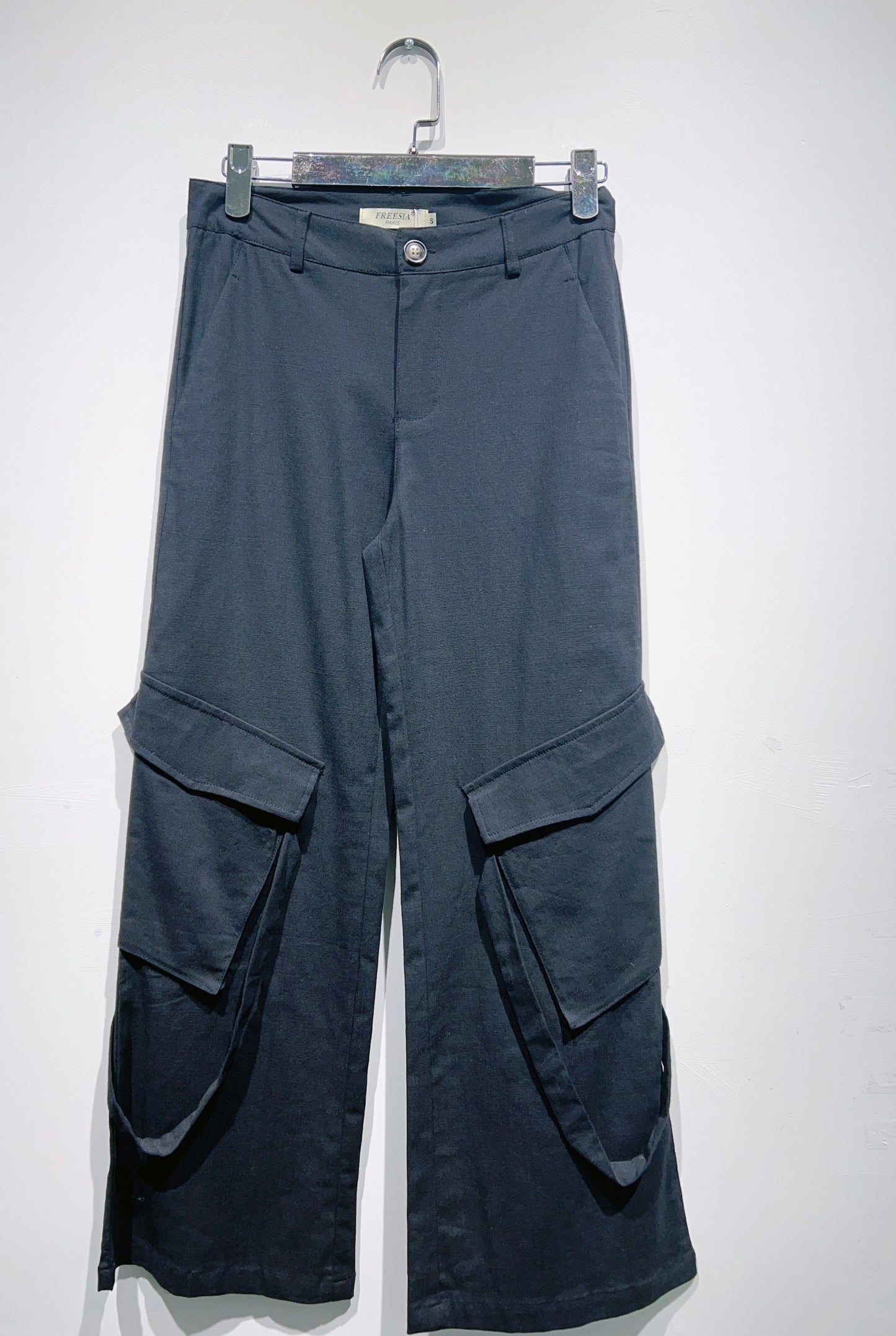 pantalon cargo en lin élastique