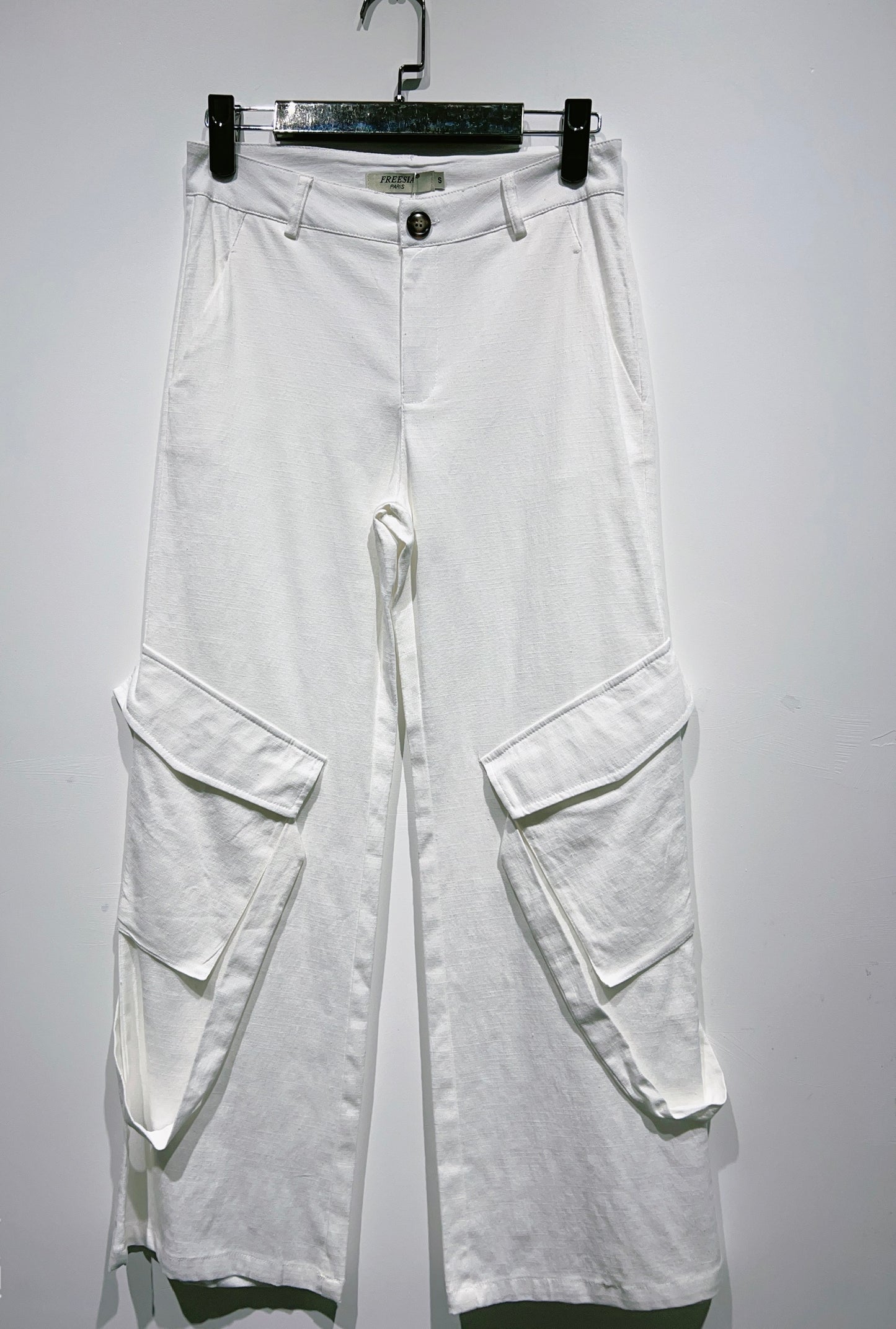 pantalon cargo en lin élastique