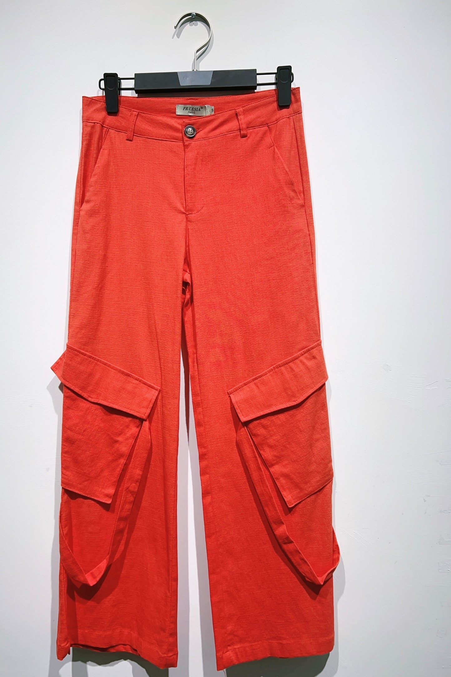 pantalon cargo en lin élastique