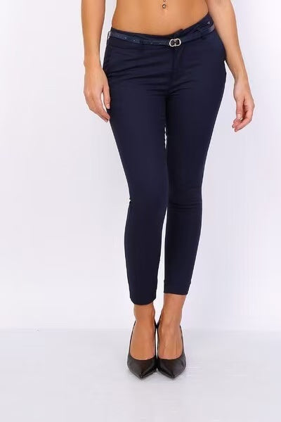 pantalon à cheville coupe slim avec ceinture