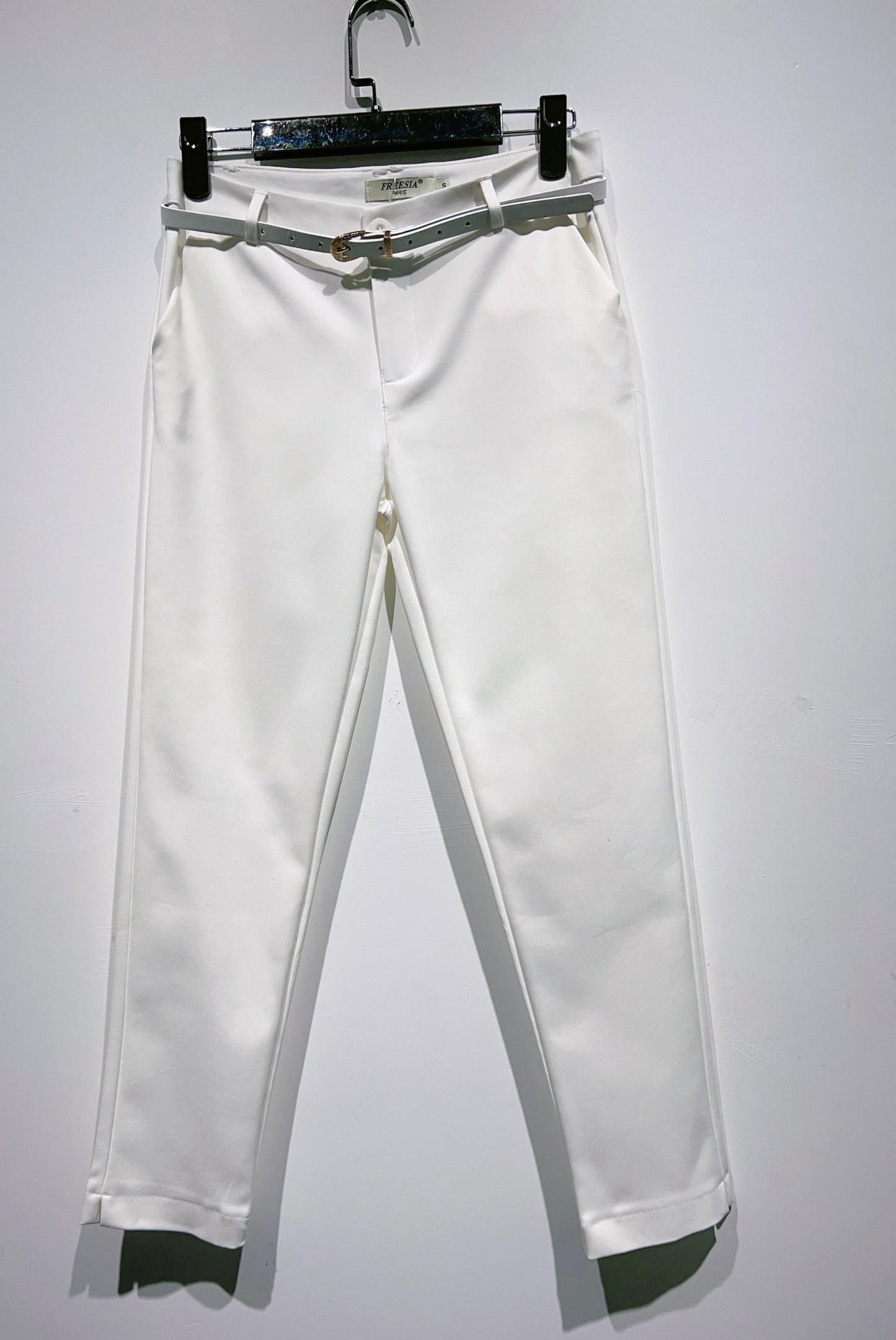Pantalons chinos slim à cheville avec ceinture