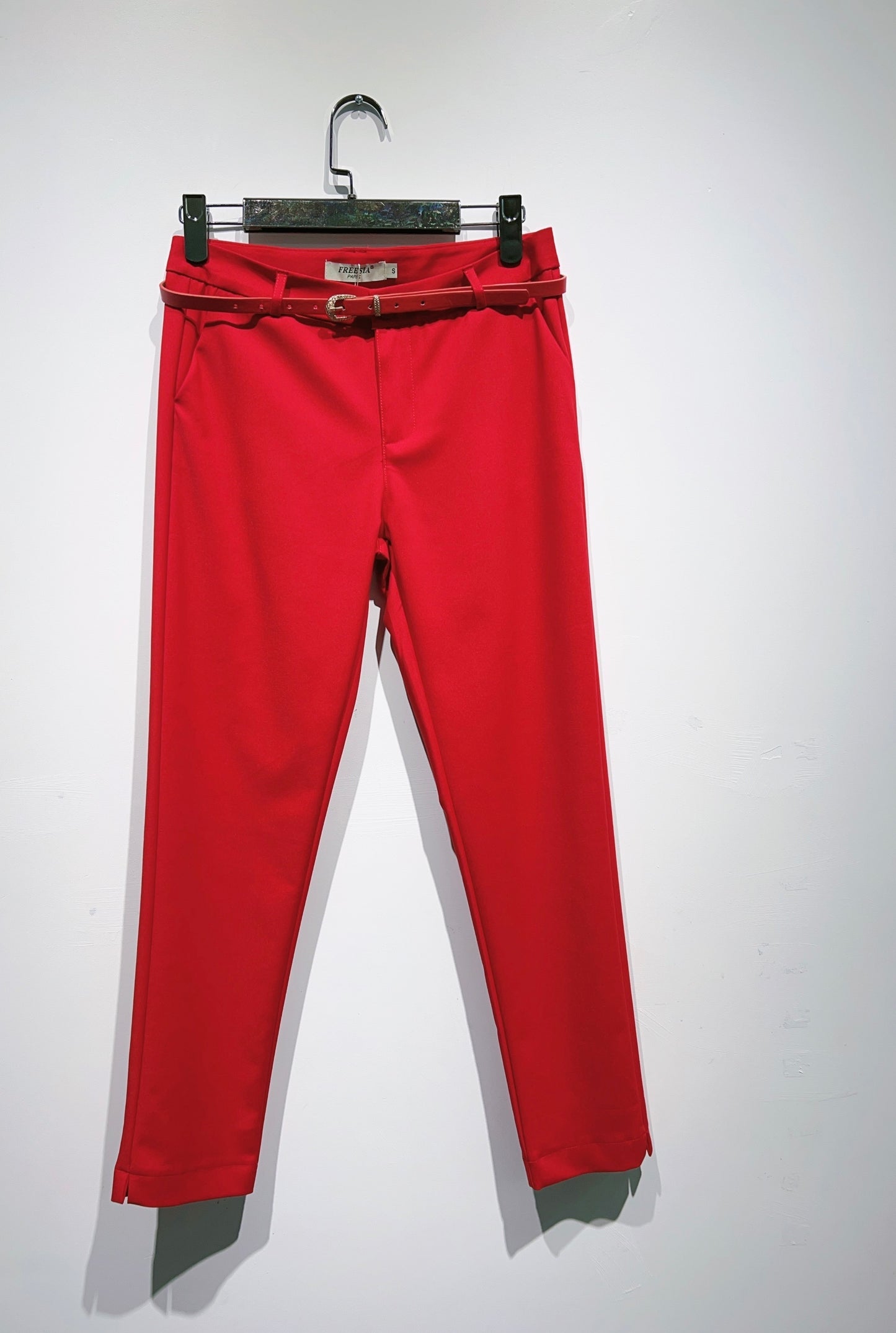Pantalons chinos slim à cheville avec ceinture