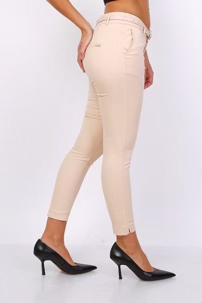 pantalon à cheville coupe slim avec ceinture