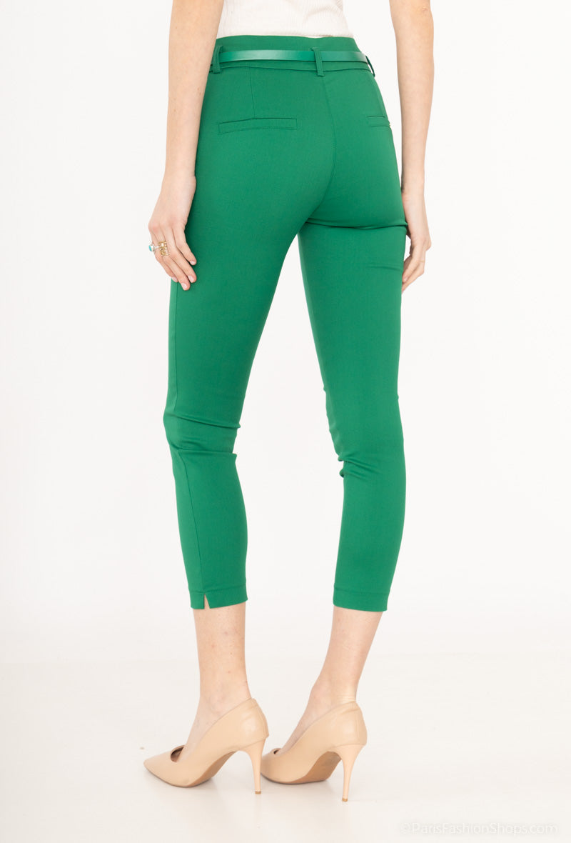 pantalon à cheville coupe slim avec ceinture