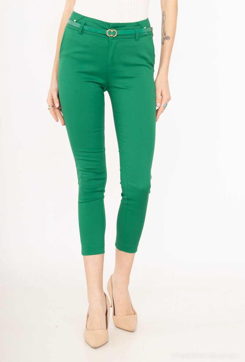 pantalon à cheville coupe slim avec ceinture