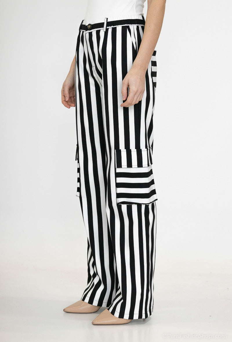 pantalon large à rayure
