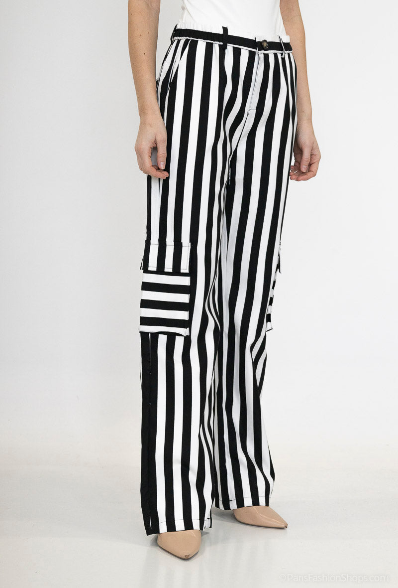 pantalon large à rayure