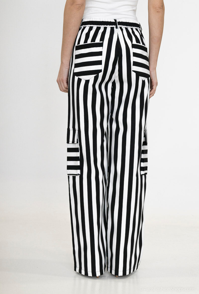 pantalon large à rayure
