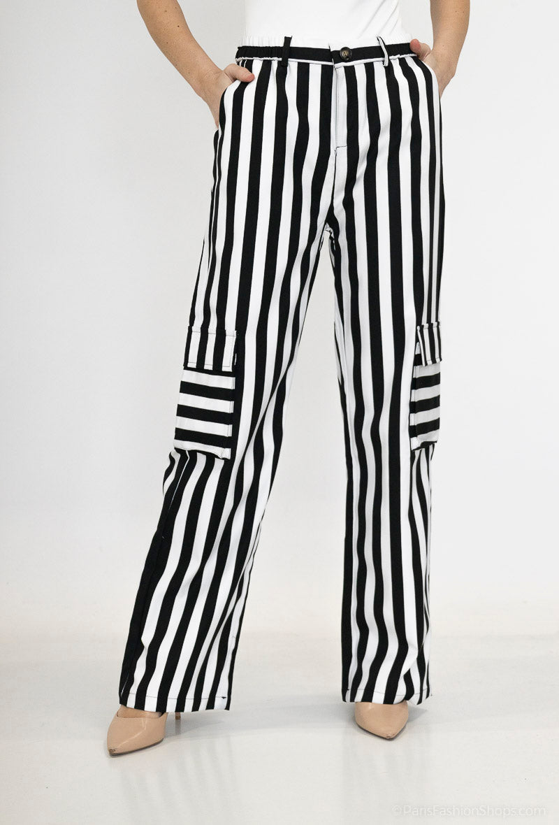 pantalon large à rayure