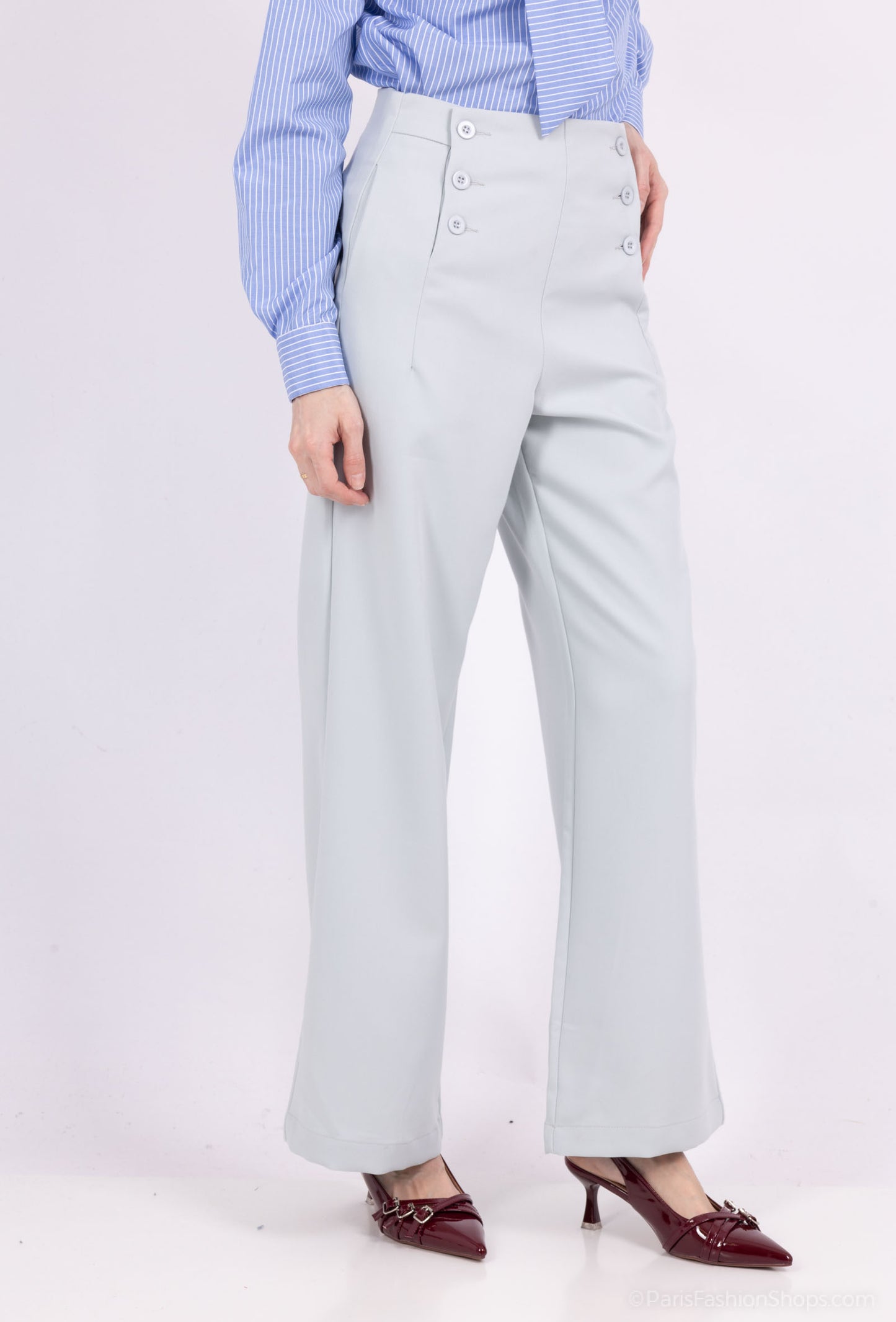 pantalon large avec boutonnage