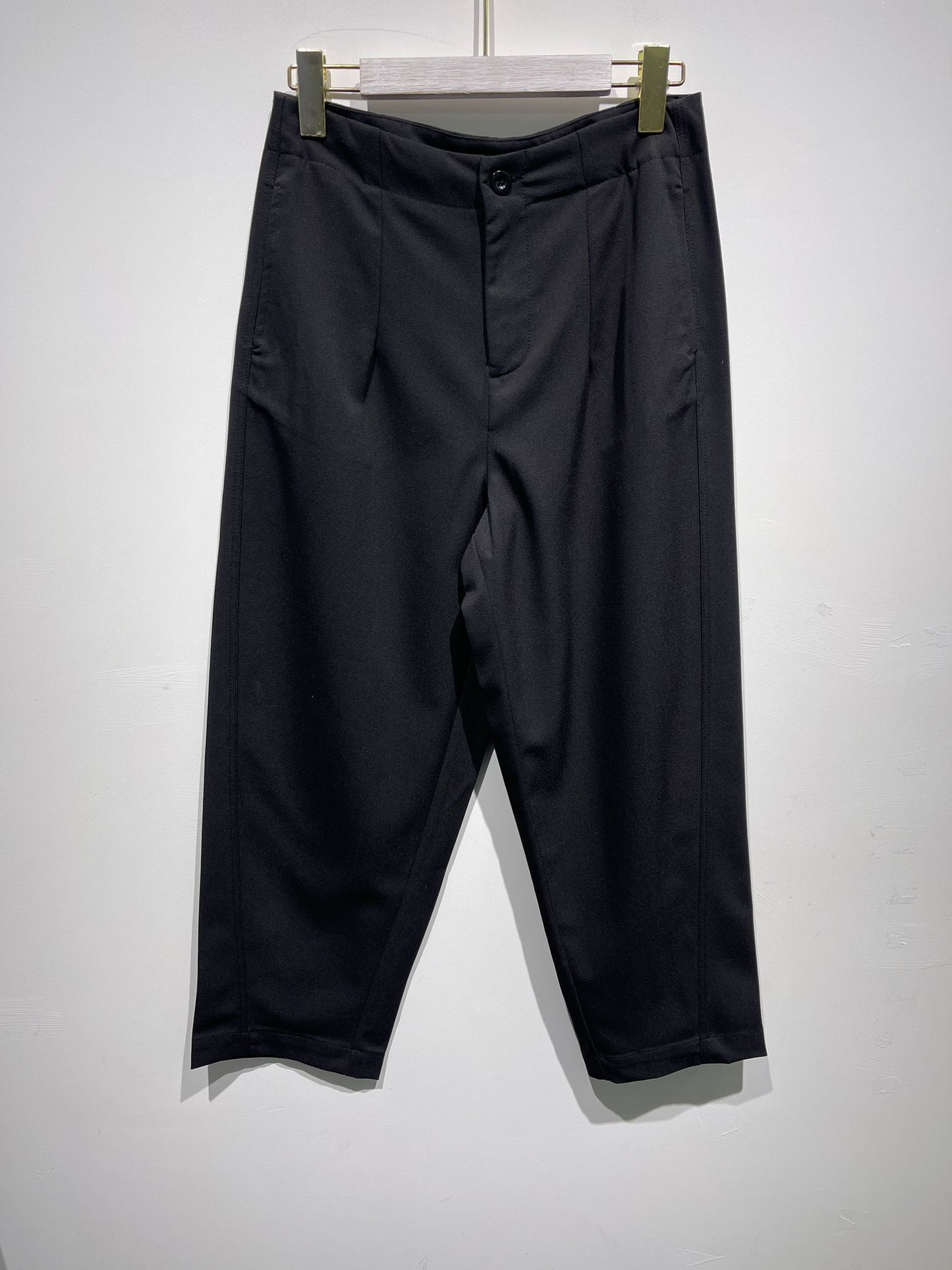 Freesia Pantalon Large Taille Haute Ben Tissu Lisse avec Plis Avant et Bouton à la Taille Style Ajusté Formel