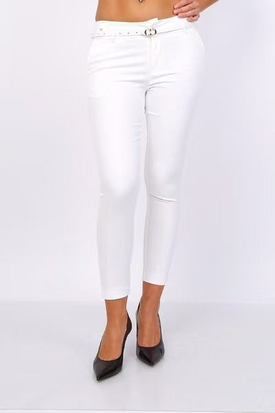 pantalon à cheville coupe slim avec ceinture