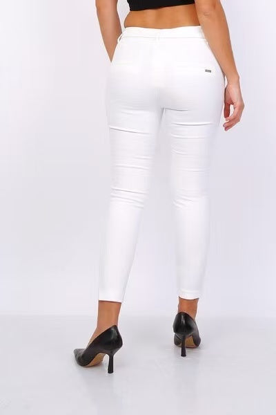 pantalon à cheville coupe slim avec ceinture