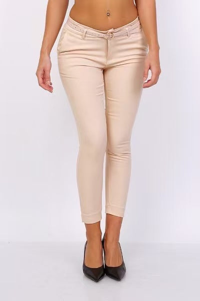pantalon à cheville coupe slim avec ceinture