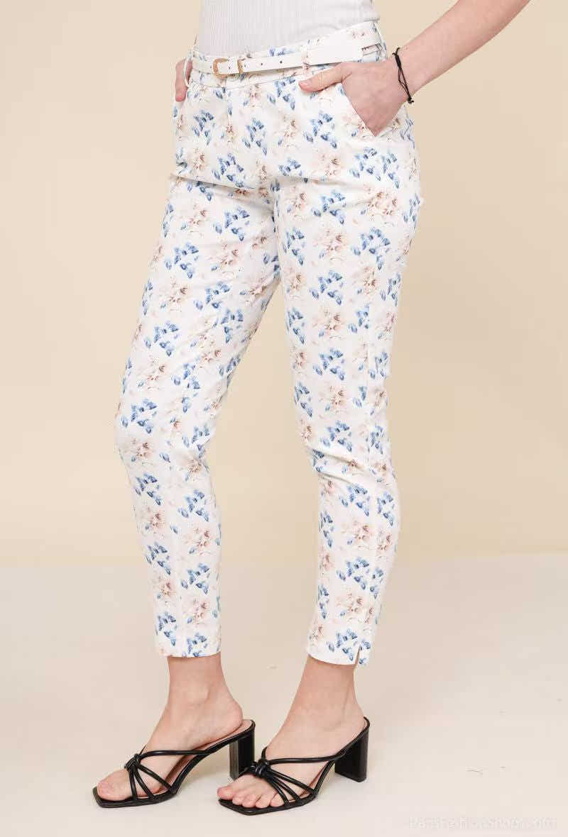 Pantalon imprimé motif orange - détail