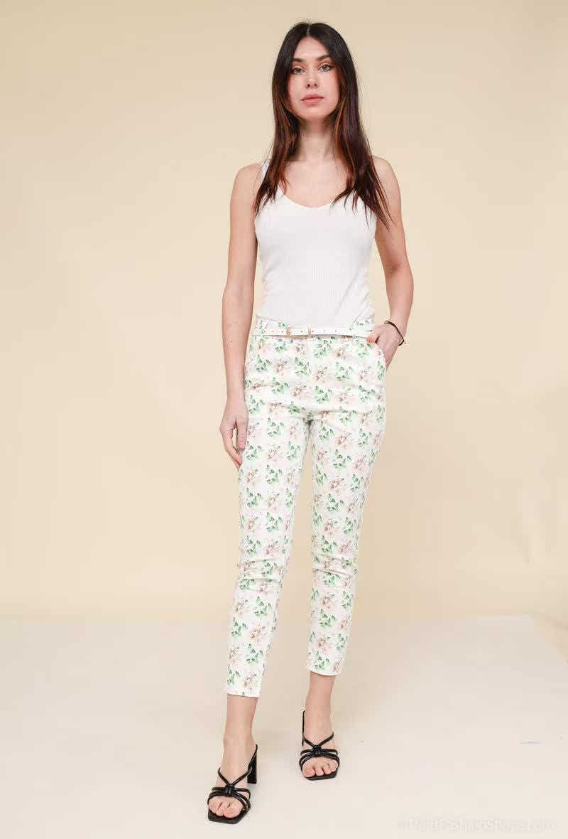 Pantalon imprimé femme coupe fluide - vue de face