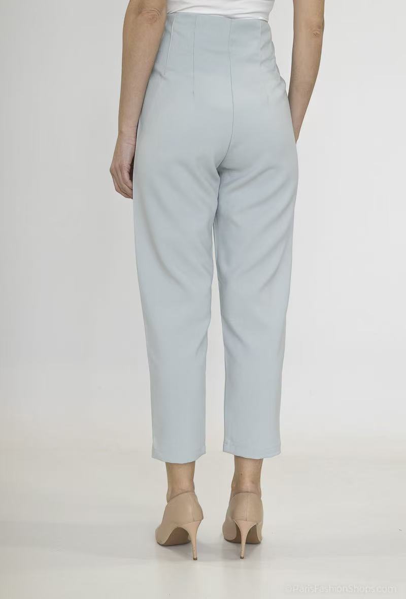 Frenchy pantalon fuselé plissé à plié sur uni