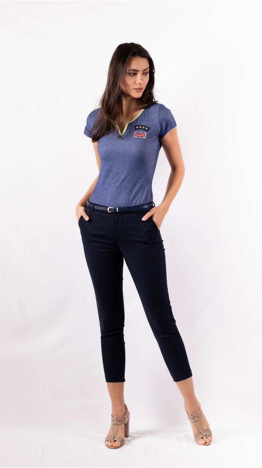 Pantalons chinos slim à cheville avec ceinture