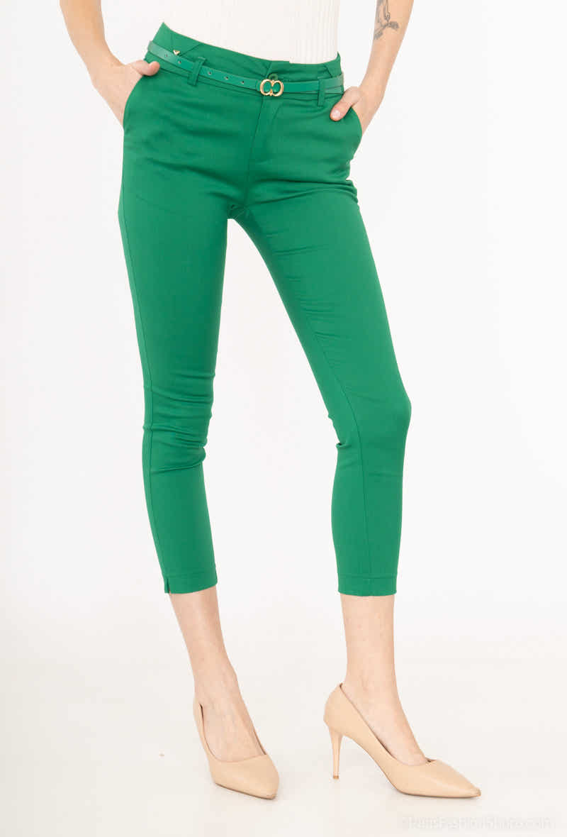 pantalon à cheville coupe slim avec ceinture