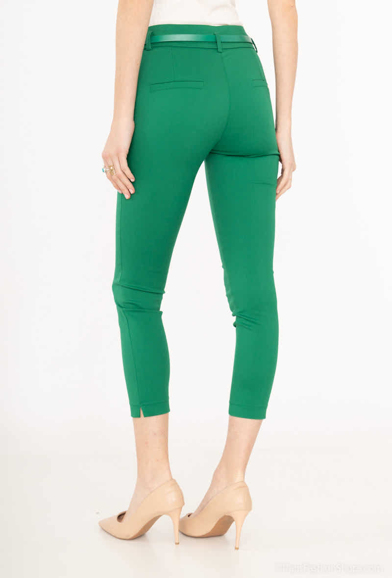 pantalon à cheville coupe slim avec ceinture