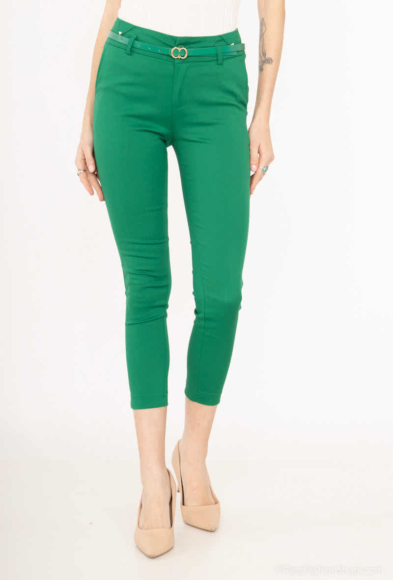 pantalon à cheville coupe slim avec ceinture