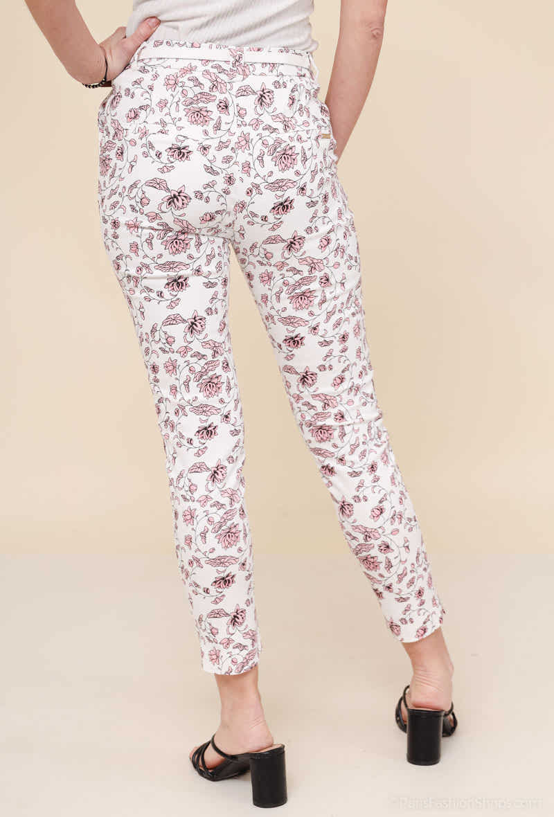 Pantalon imprimé fleuri rose coupe fluide - Magnolia Paris