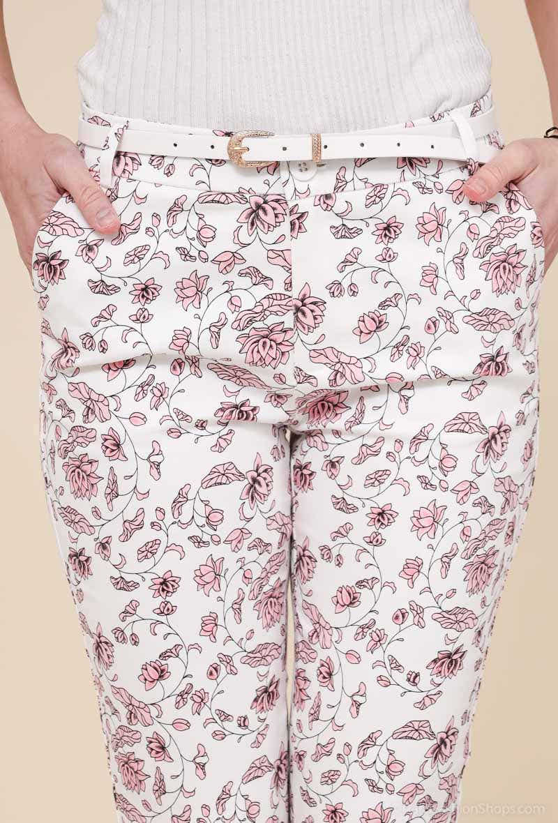 Pantalon imprimé fleuri rose - vue produit Magnolia Paris