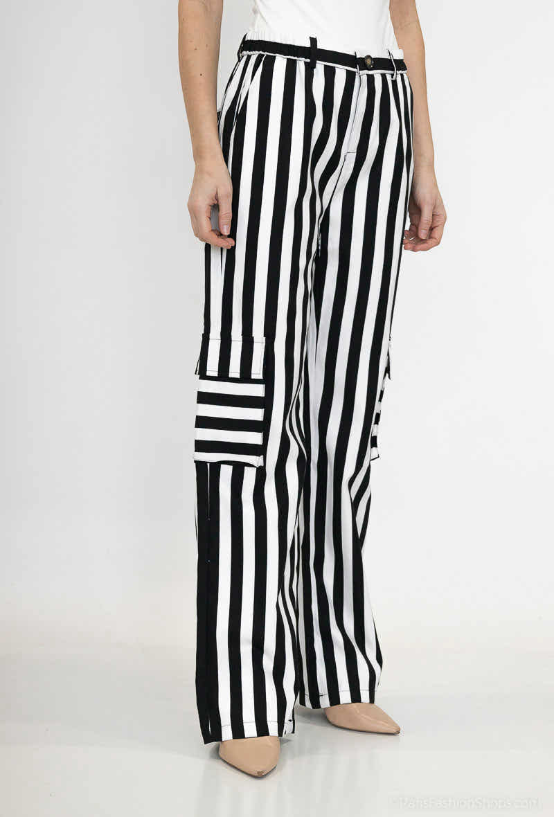 pantalon large à rayure