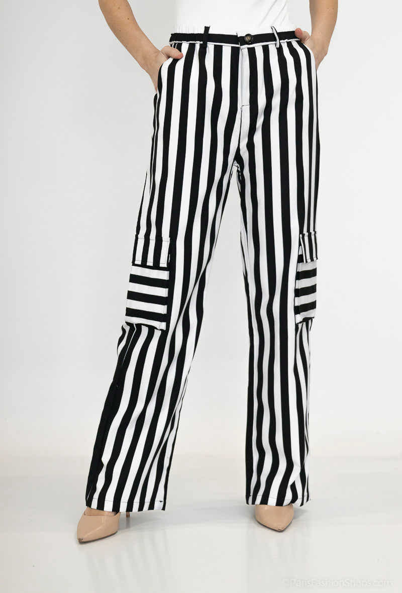 pantalon large à rayure