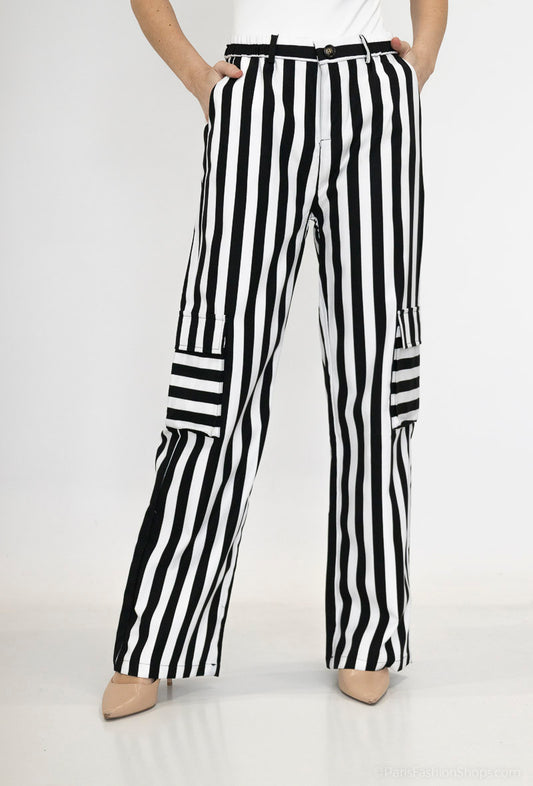 pantalon large à rayure