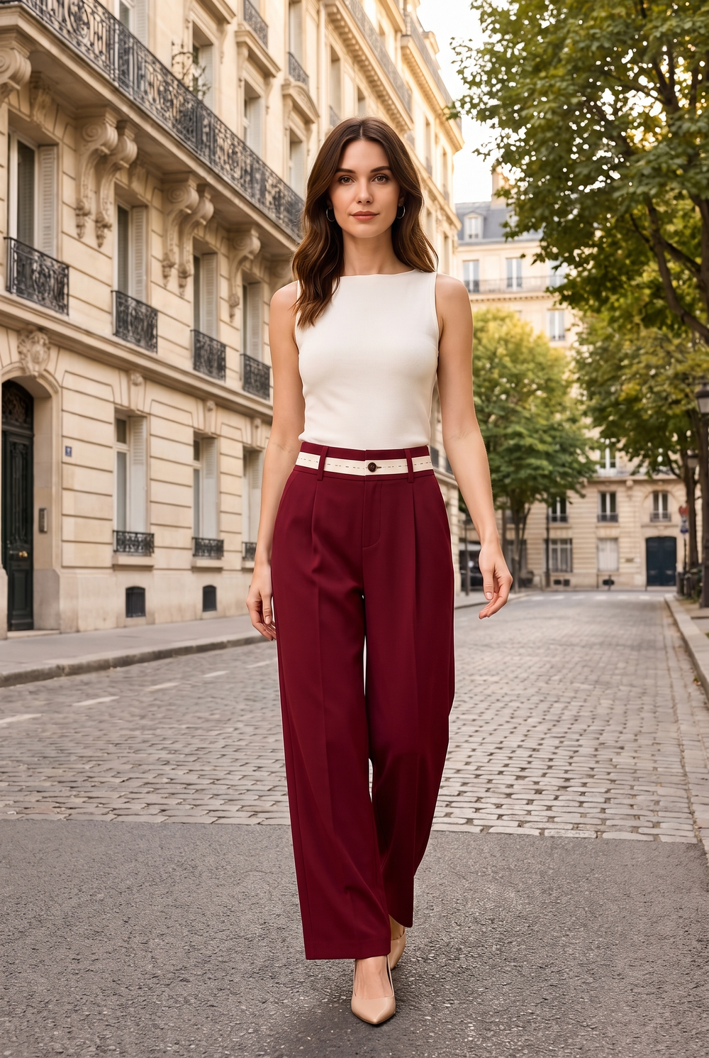 Pantalon L269 bordeaux - look parisien