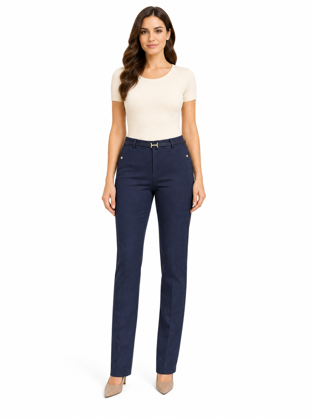 Pantalon L320 bleu marine – photo studio sur fond blanc