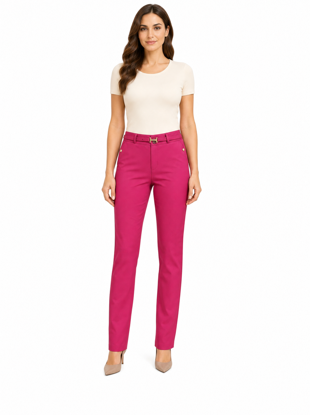 Pantalon L320 fuchsia – photo studio sur fond blanc