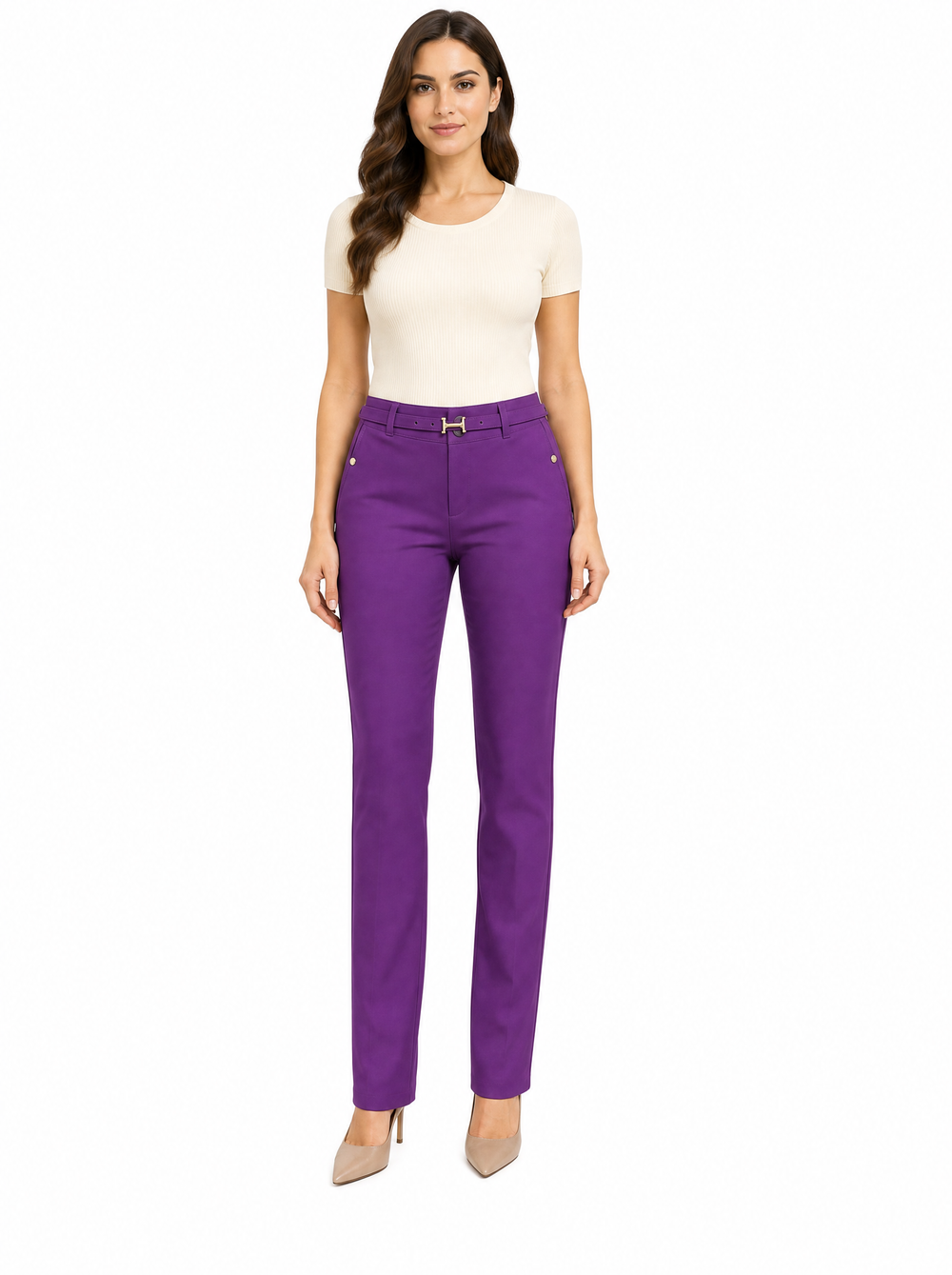 Pantalon L320 violet – photo studio sur fond blanc