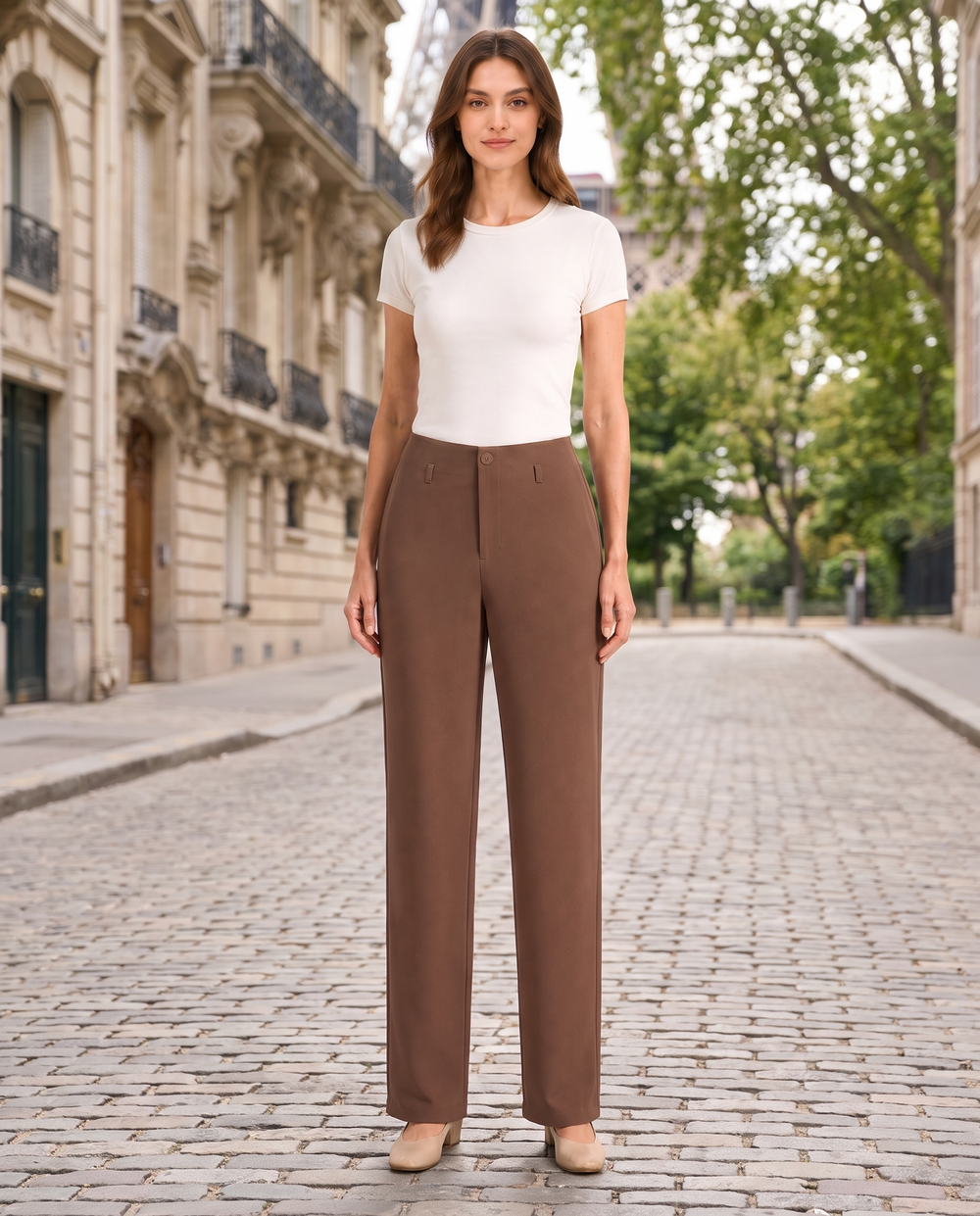 Pantalon L322 marron rue parisienne