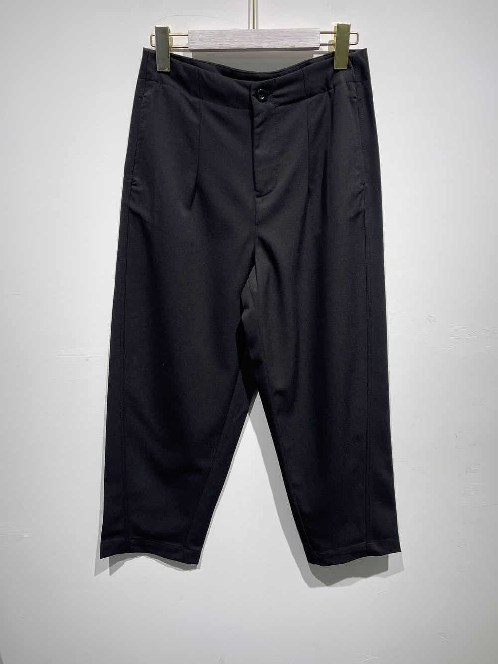 Freesia Pantalon Large Taille Haute Ben Tissu Lisse avec Plis Avant et Bouton à la Taille Style Ajusté Formel