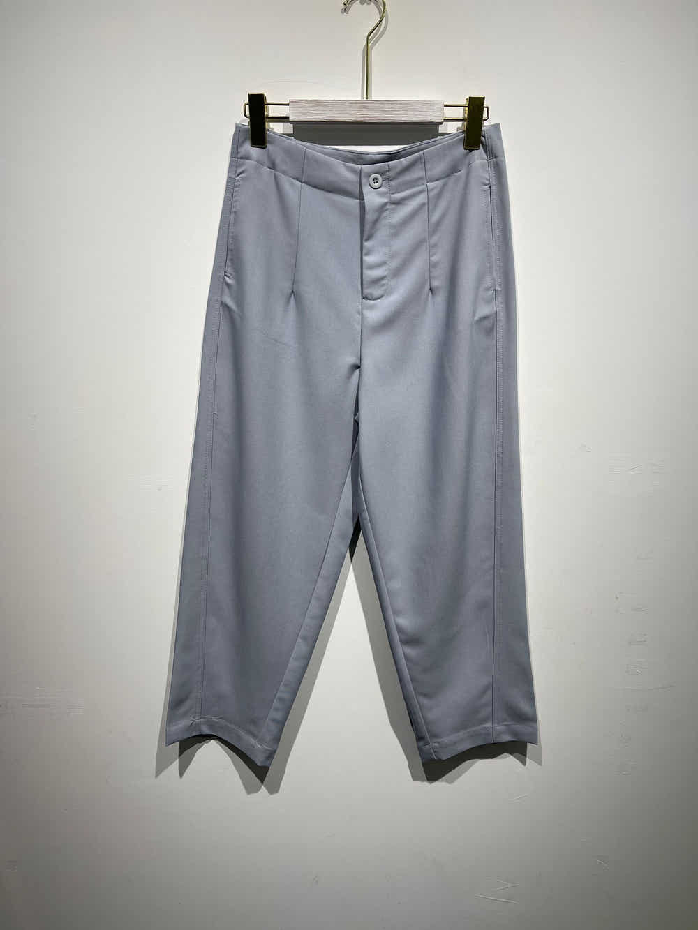 Freesia Pantalon Large Taille Haute Ben Tissu Lisse avec Plis Avant et Bouton à la Taille Style Ajusté Formel