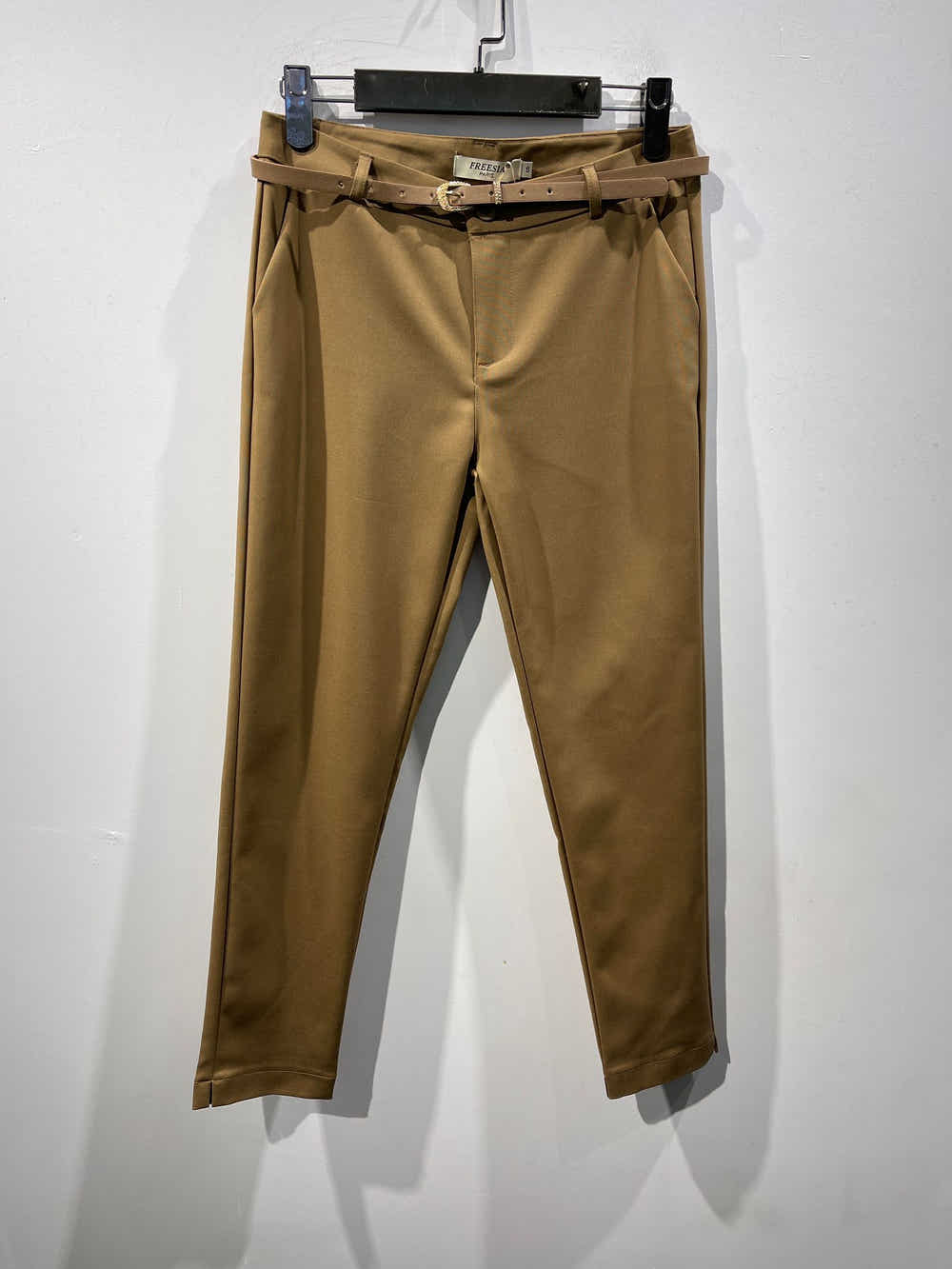 Pantalons chinos slim à cheville avec ceinture