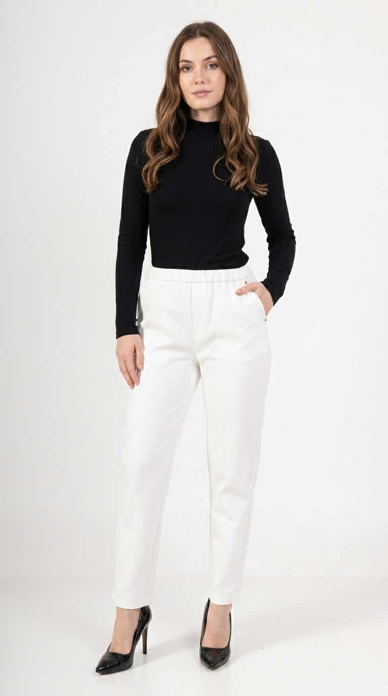 Pantalon Blanc Fuselé Freesia Paris - fond blanc