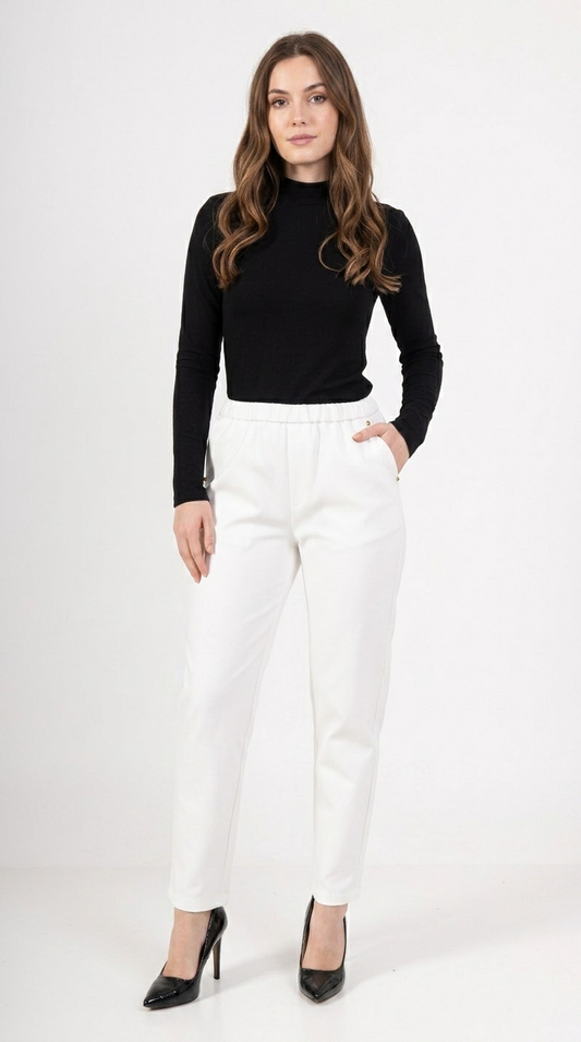 Pantalon Blanc Fuselé Freesia Paris - fond blanc