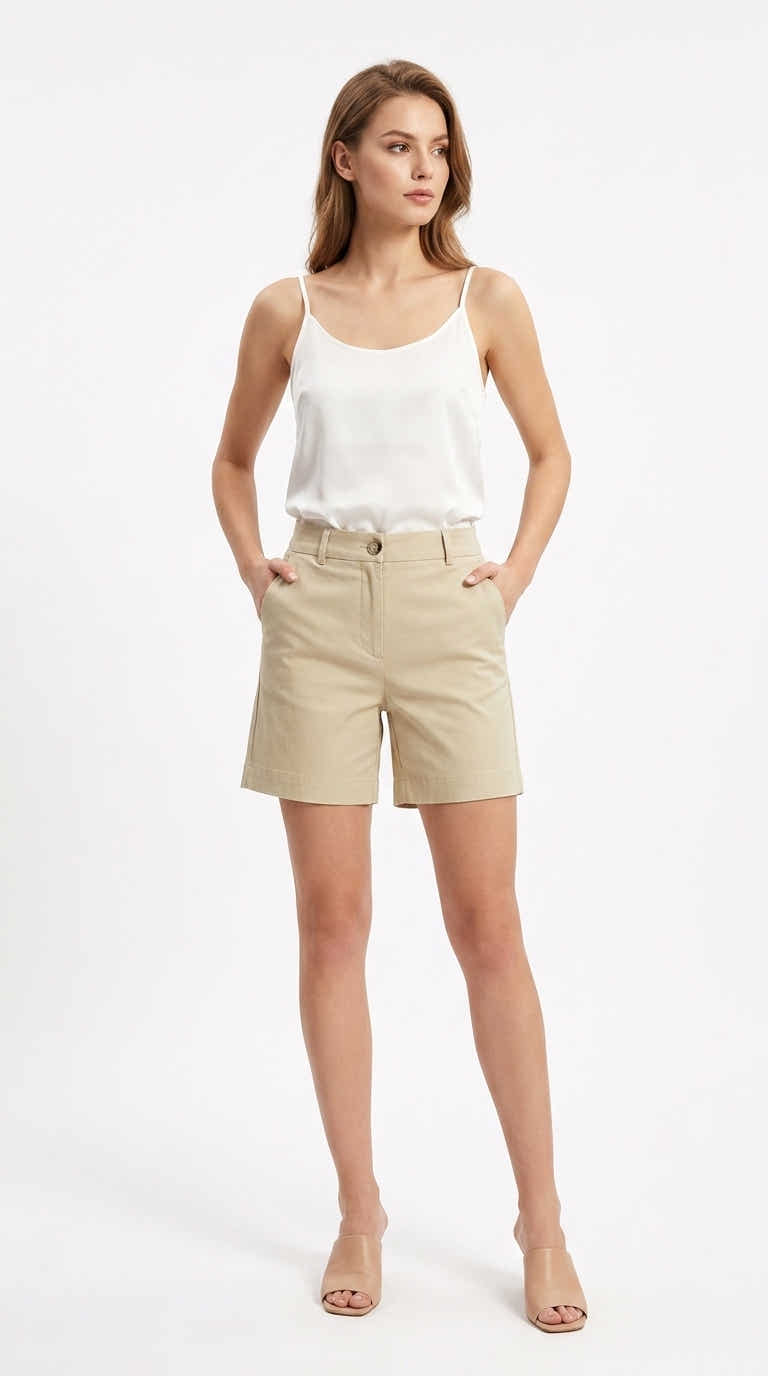 Short Chino L314 Kaki Freesia Paris - fond blanc