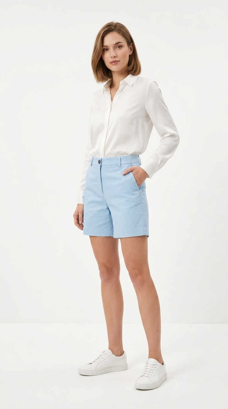 Short Chino L314 Bleu Ciel Freesia Paris - fond blanc